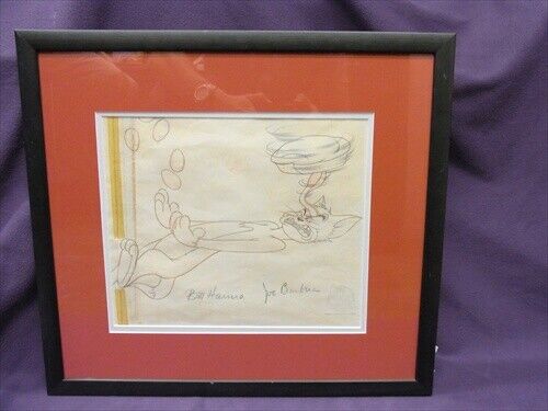 TOM AND JERRY ANIMATION ORIGINAL PRODUCTION DRAWING SIGNED BY BILL HANNA &AMP JOE BARBERA