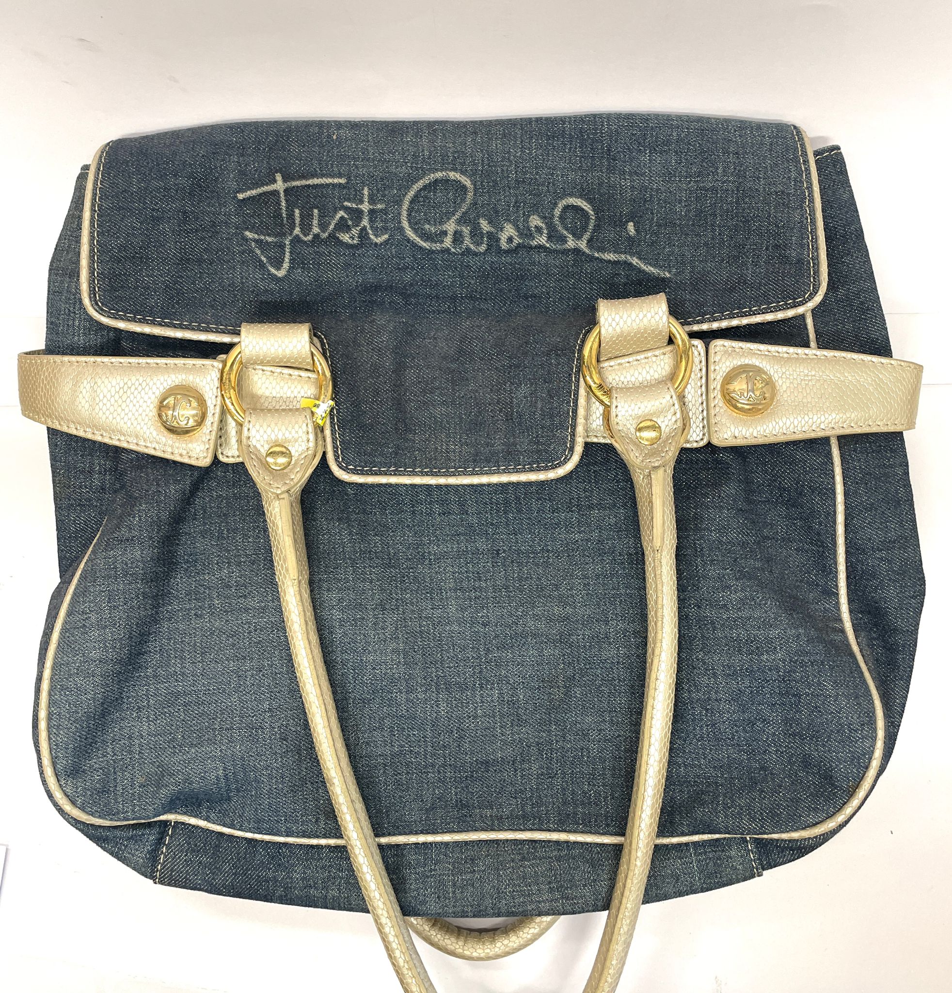 LADIES DENIM/LEATHER OVER SHOULDER BAG JUST CAVALLI