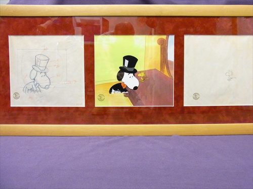 SNOOPY AND WOODSTOCK ANIMATION CELL AND ORIGINAL DRAWINGS