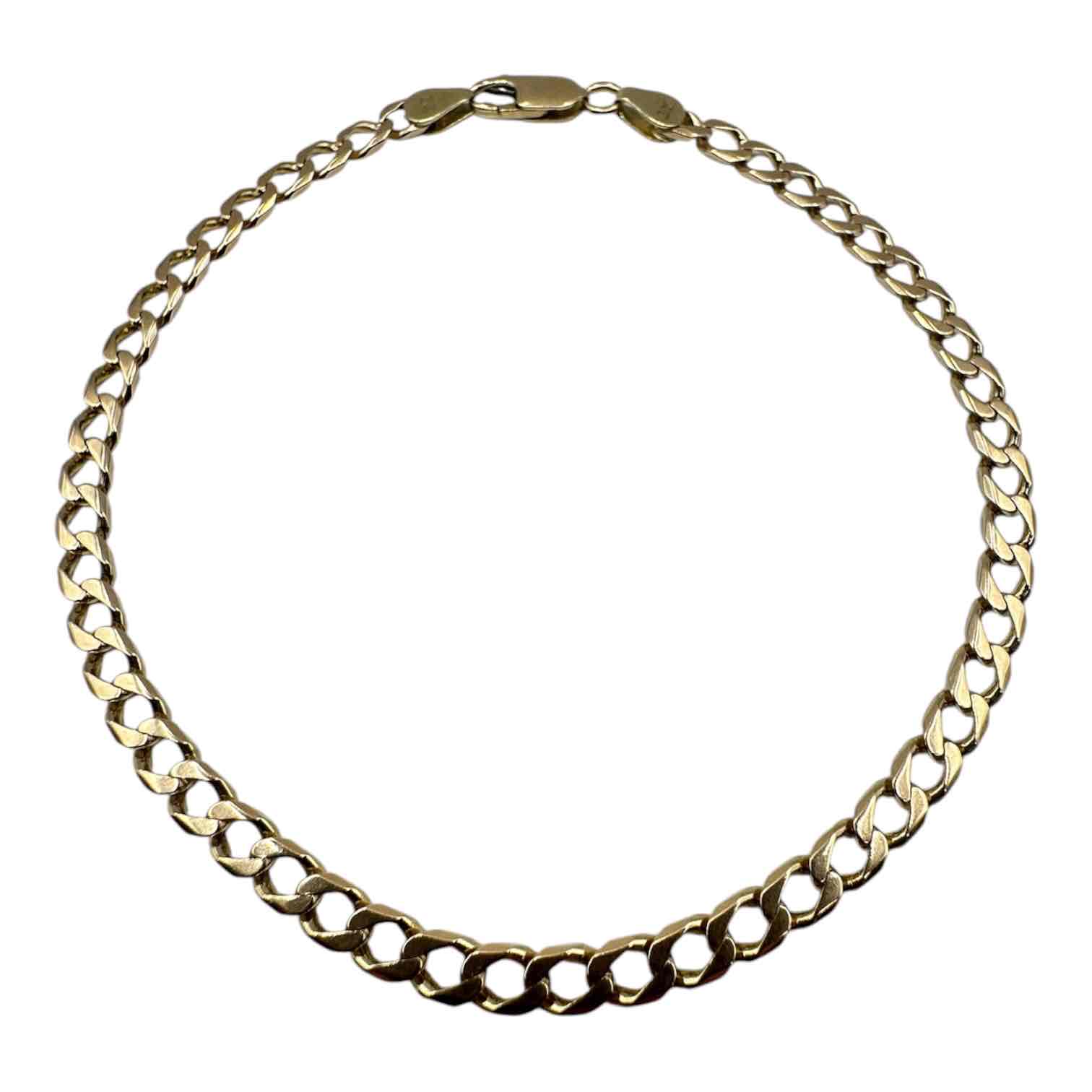 9CT YELLOW GOLD CURB BRACELET 23CM 5.9GMS