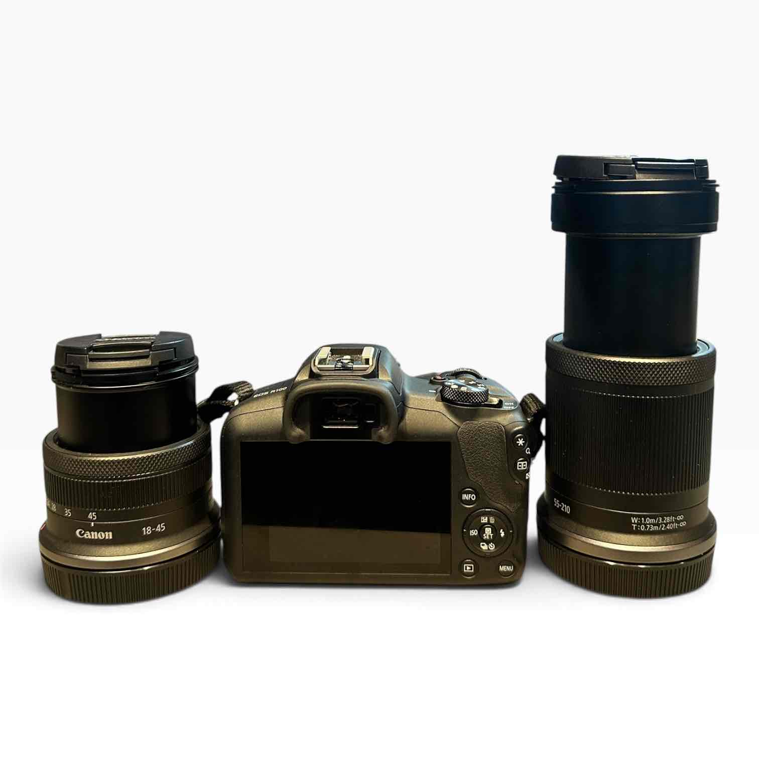 CANON EOS R100 CAMERA & LENS KITS WITH 55-210MM AND 18-45MM LENS