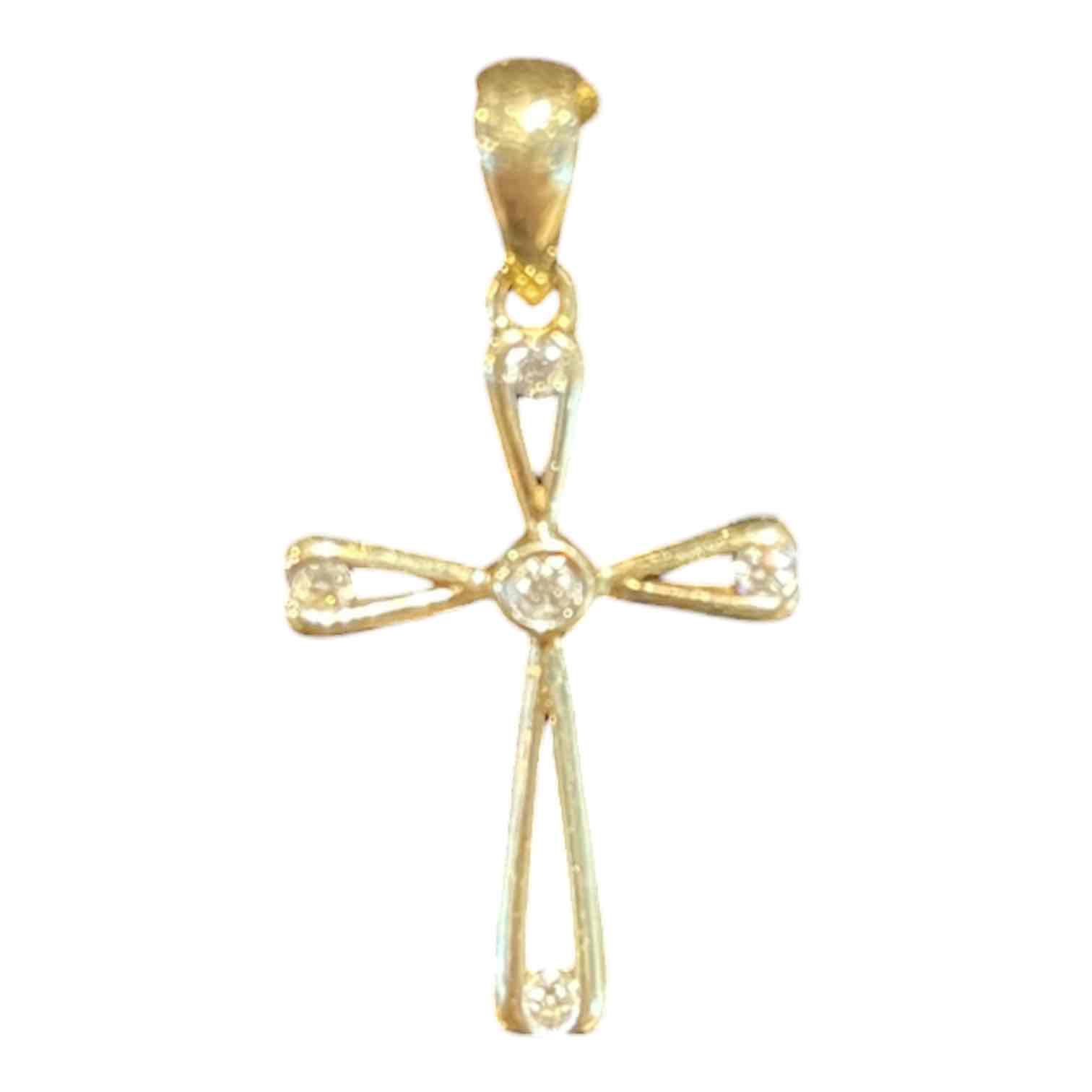9CT YELLOW GOLD / DIAMOND  CROSS  PENDANT