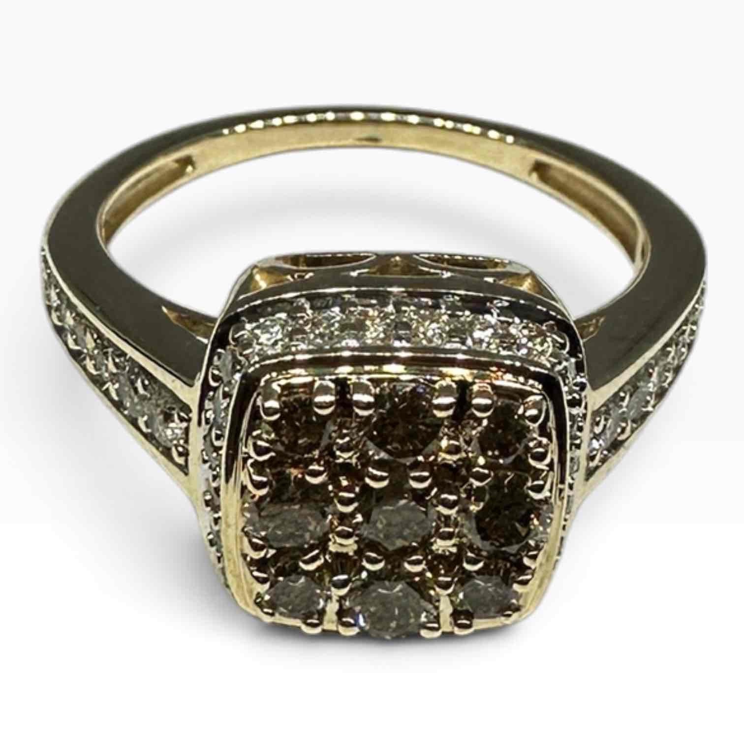 LADIES 9CT YELLOW GOLD RING TDW 1.00CTS