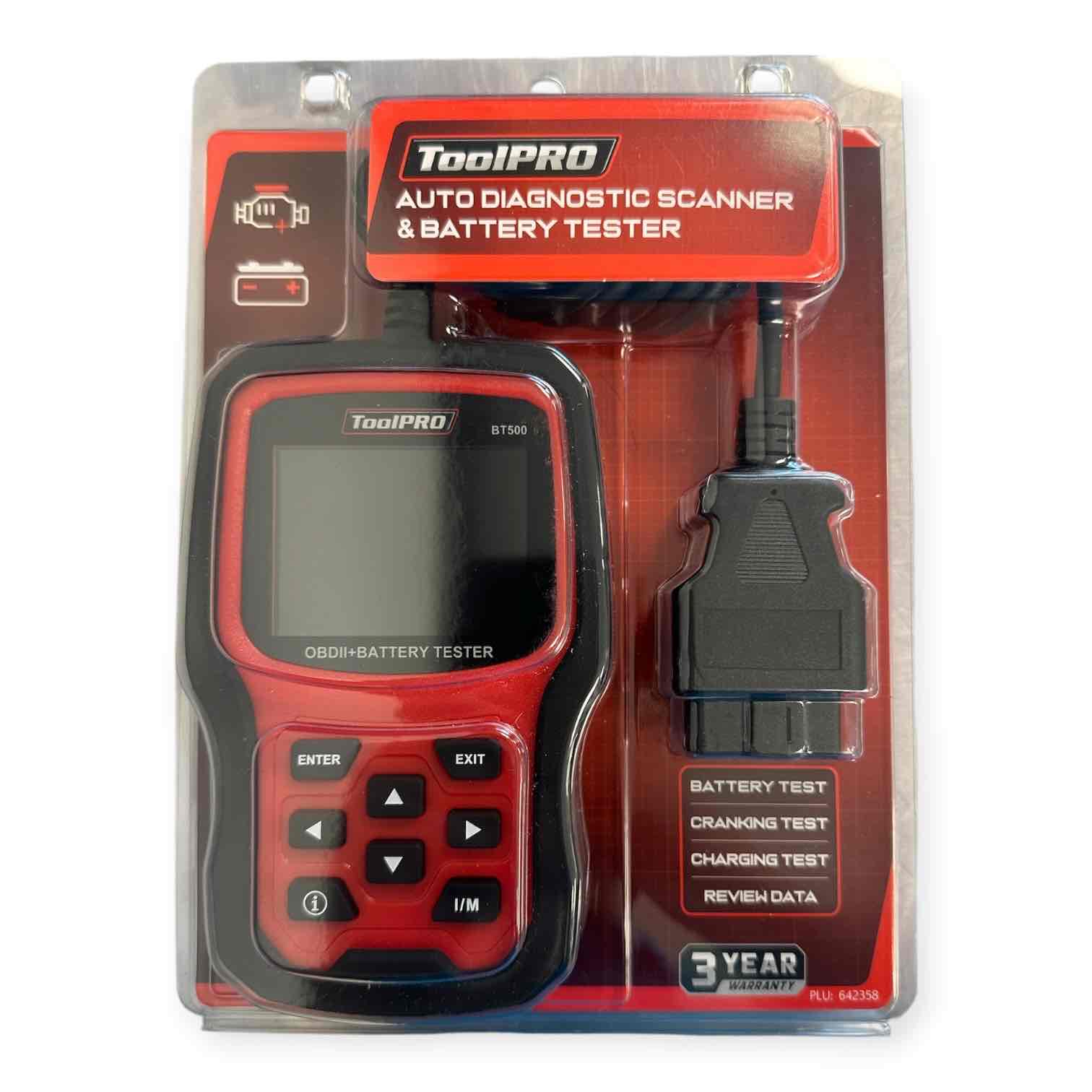 TOOLPRO AUTO DIAGNOSTIC SCANNER OBD2 & BATTERY TESTER