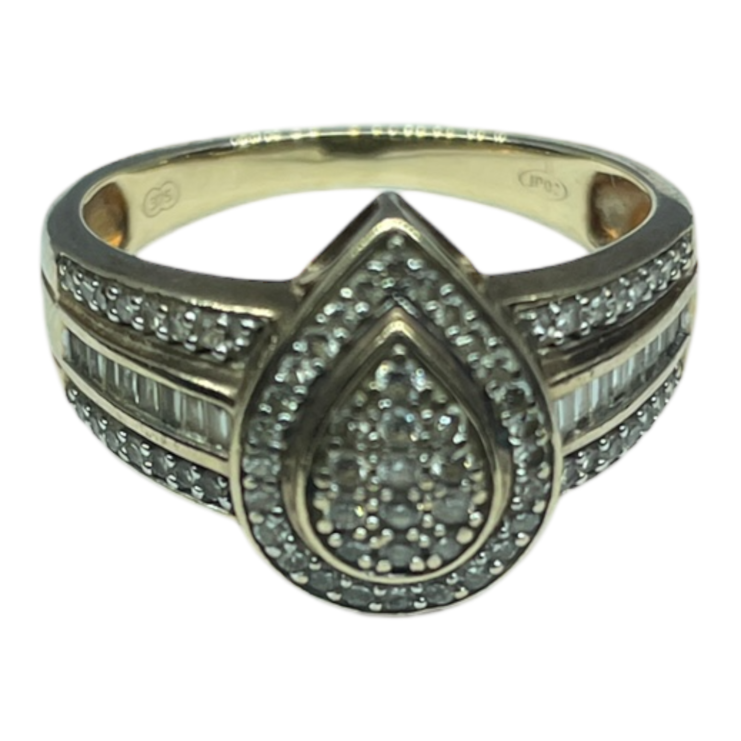 LADIES 9CT GOLD TEAR DROP TDW 0.25CTS RING