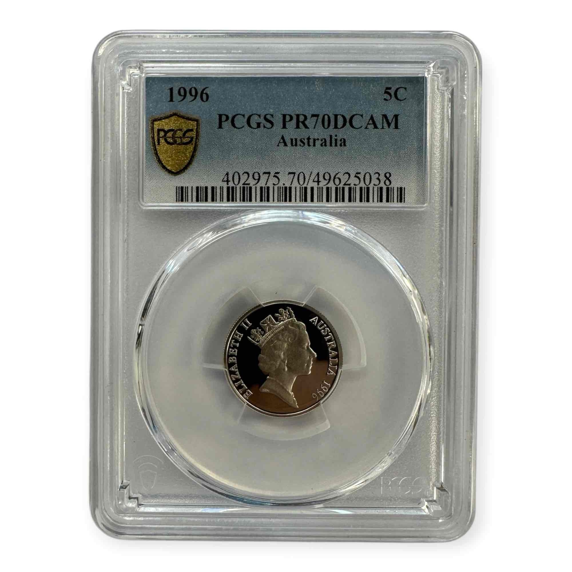 1996 PCGS PR70DCAM 5C PROOF COIN AUSTRALIA
