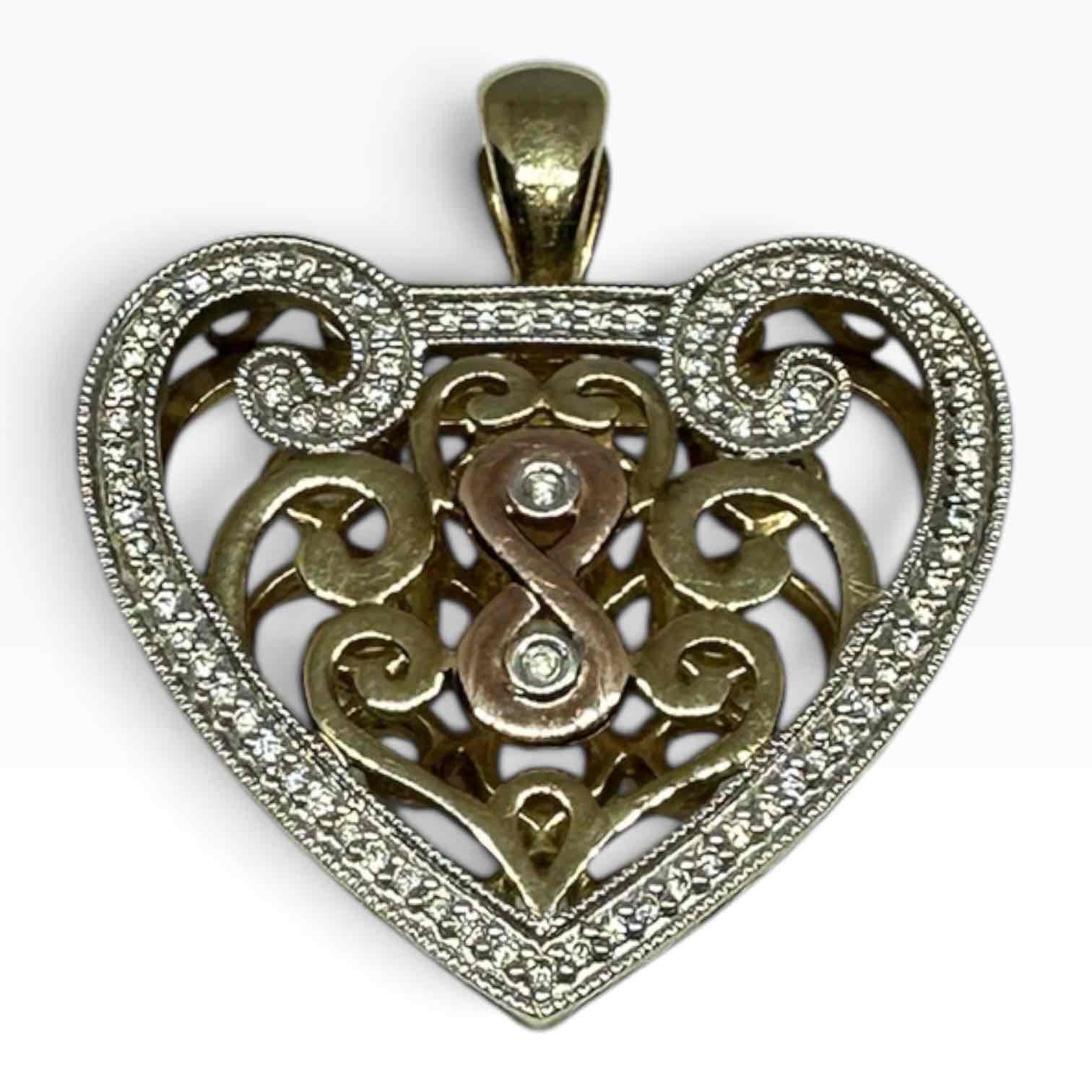 9CT YELLOW GOLD DIAMOND HEART PENDANT TDW 0.10CTS