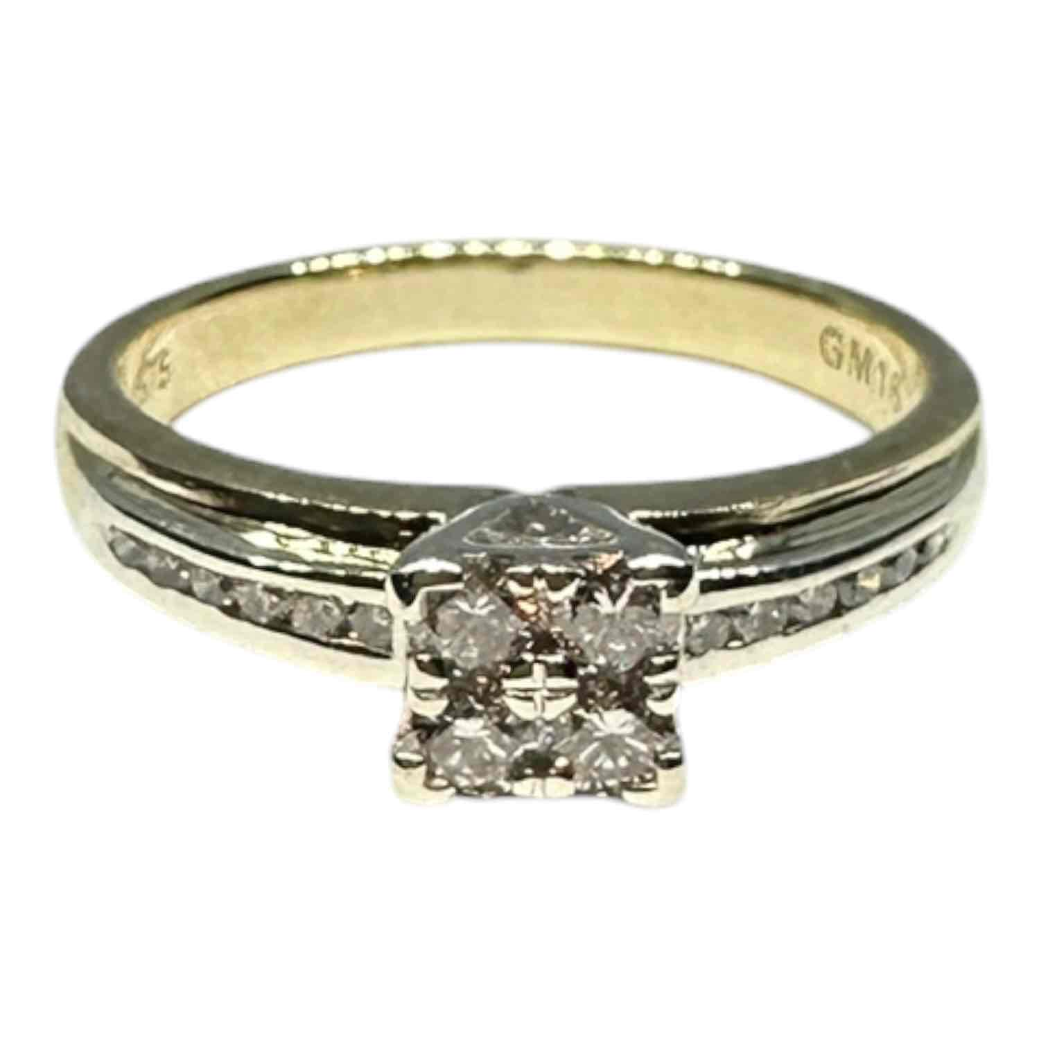 LADIES 9CT YELLOW GOLD RING TDW 0.20CTS