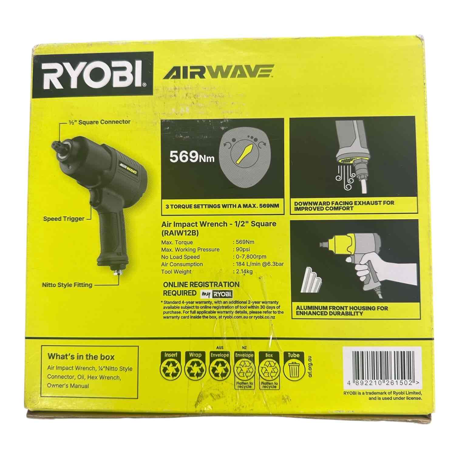 RYOBI AIR IMPACT WRENCHRAIW12B