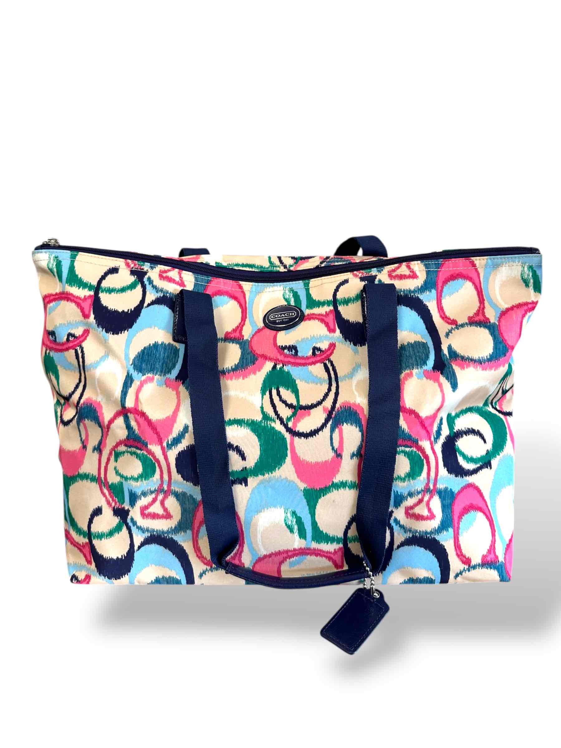 COACH SIGNATURE VINTAGE IKAT PRINT MULTICOLOR SHOULDER TOTE BAG