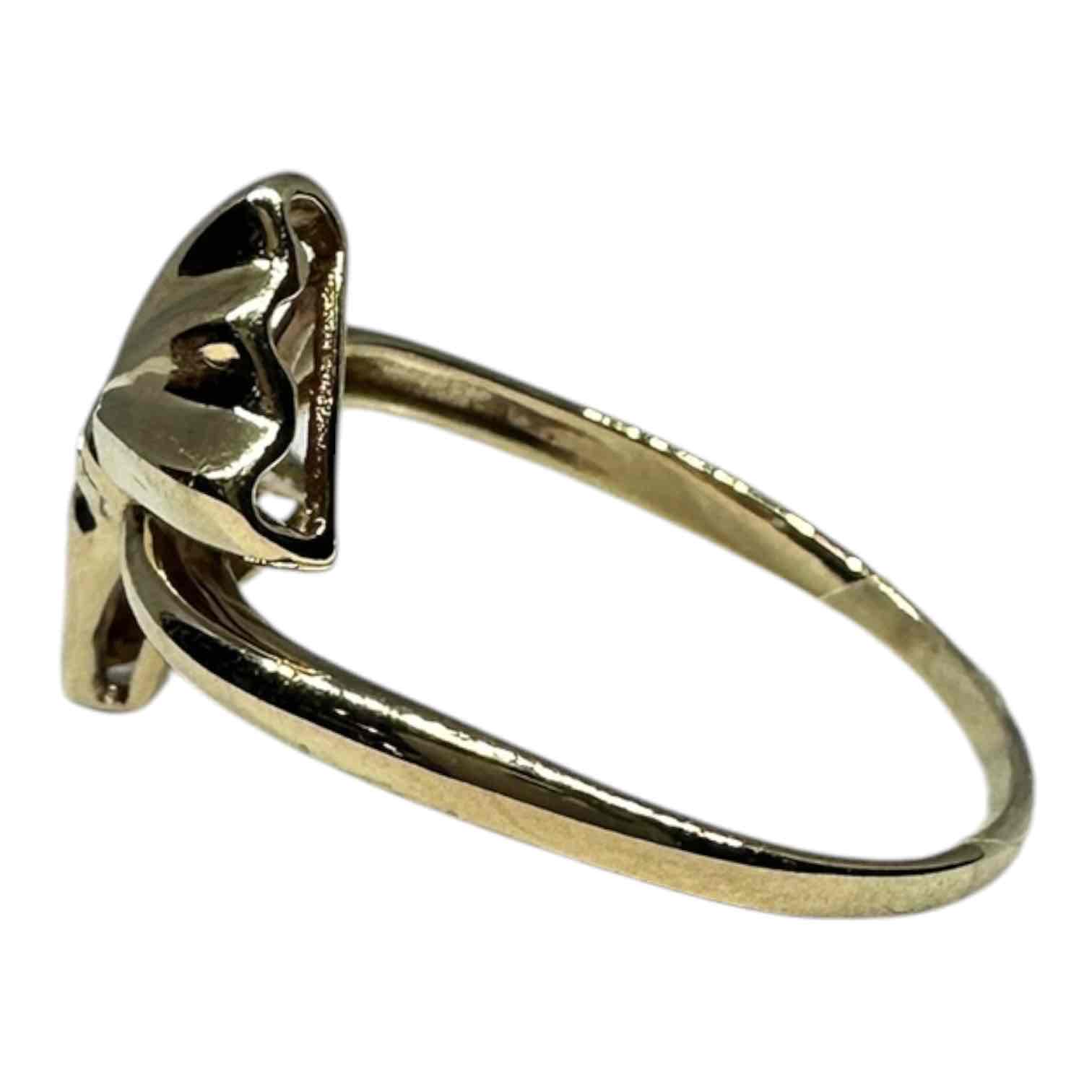 LADIES 9CT YELLOW GOLD BOW RING TDW 0.01CT