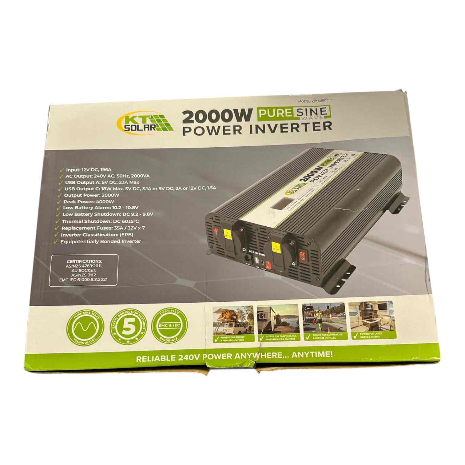 KT SOLAR 2000W PURE SINE WAVE POWER INVERTER