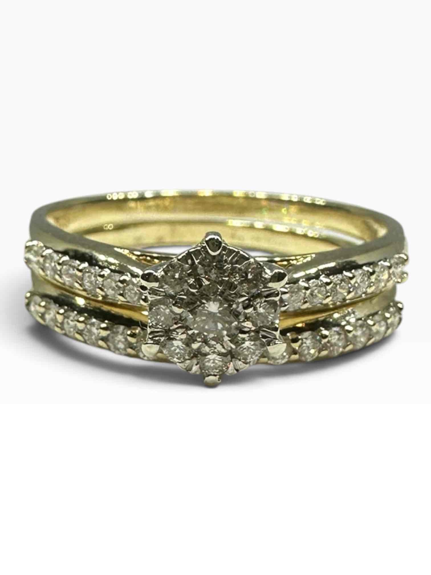 9CT YELLOW GOLD DIAMOND RING SET TDW 0.30CTS