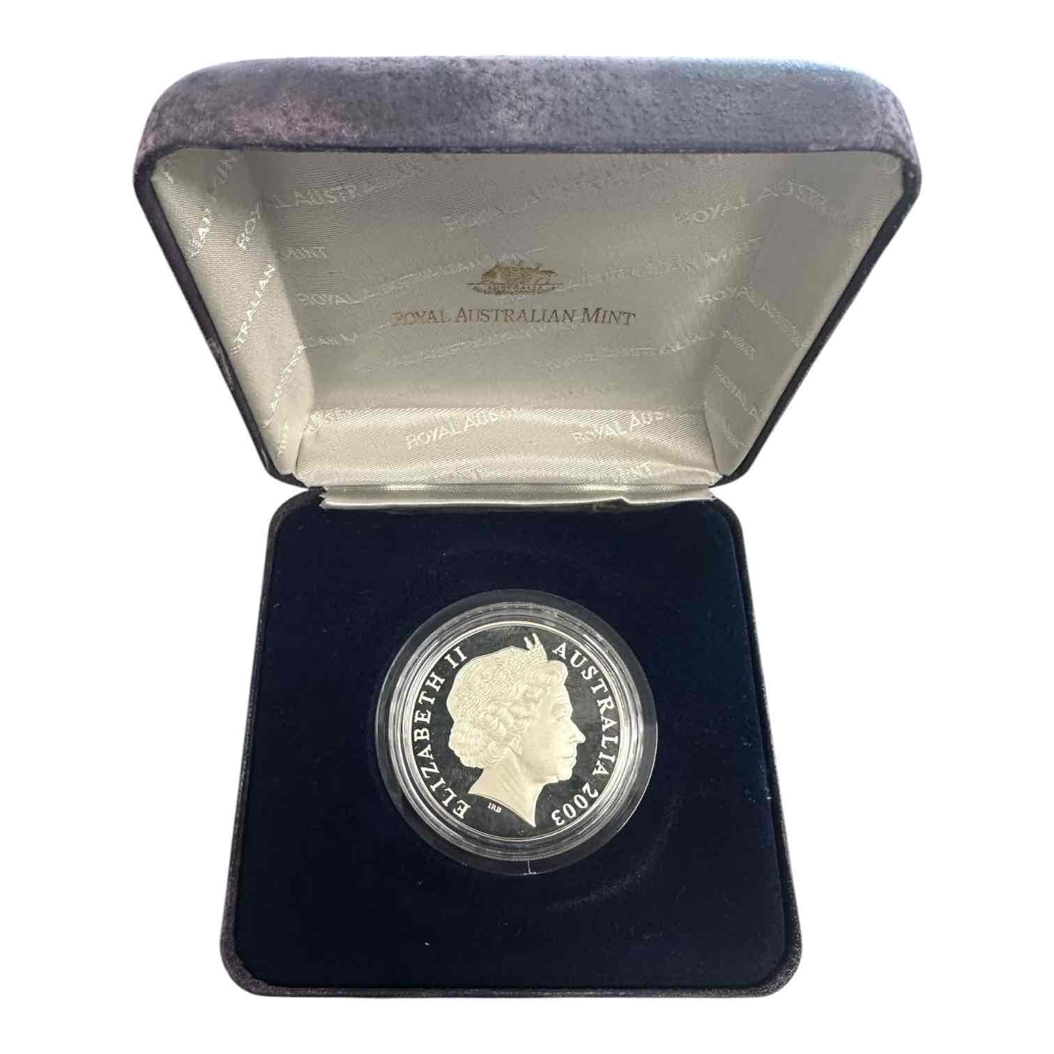 RAM 2003 RUGBY WORLD CUP $5 PROOF GOLD PLATED SILVER 1OZ COIN