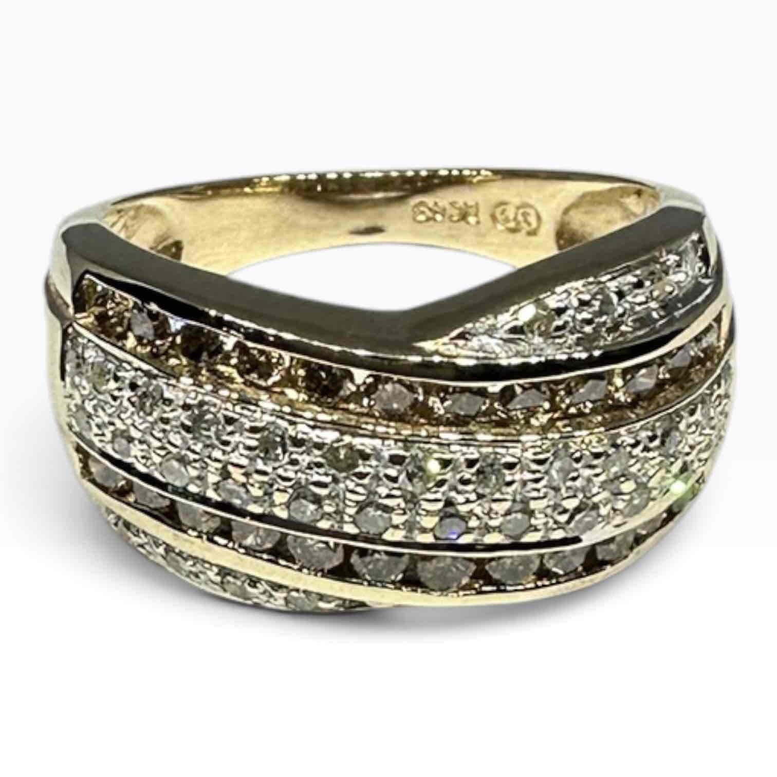 LADIES 9CT YELLOW GOLD DIAMOND RING TDW 0.70CTS